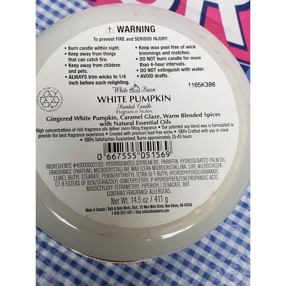 BBW White Pumpkin Glossy Jar Large 3 Wick Candle Holiday Home Fragrance Decor - Picture 2 of 2